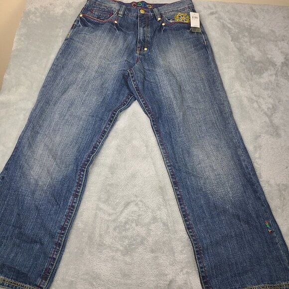 Vintage Blue Denim COOGI‎ Jeans w/Embroidered Back Pockets.Pockets Size 38 X 34